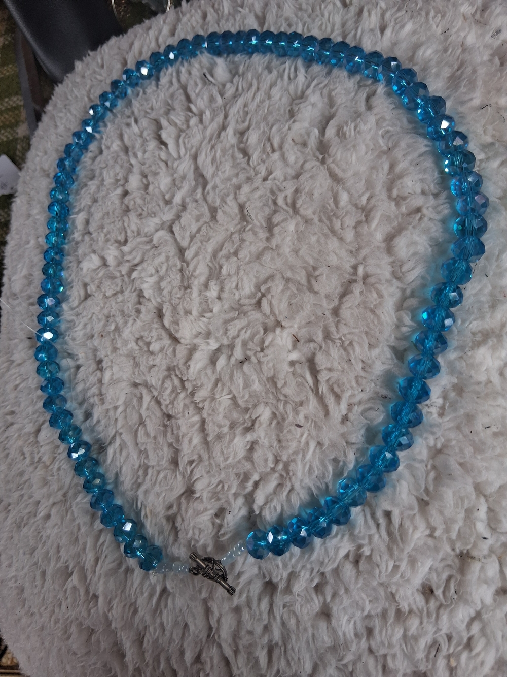 Blue Crystal Beaded Necklace - Unbranded